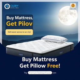 An advertisement for a premium foam mattress with an eye-catching banner design