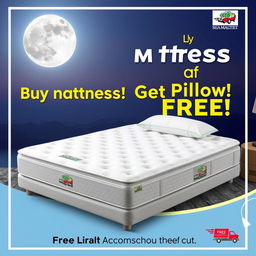 An advertisement for a premium foam mattress with an eye-catching banner design
