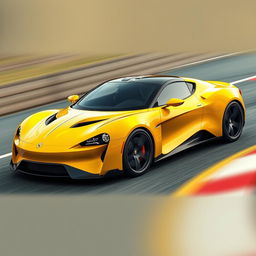 A captivating digital rendering of a racing yellow futuristic Spanish Cupra hypercar in a Targa configuration