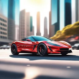 A high-resolution digital art piece featuring a sleek, modern sports car