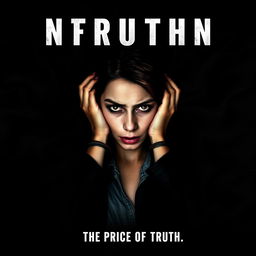 A gripping movie poster centered around a female journalist who looks both terrified and determined