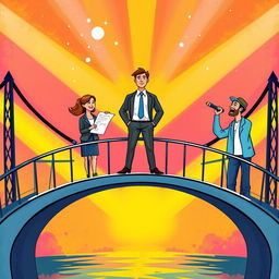 An illustration depicting a metaphorical bridge scene