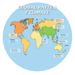 A simple and visually appealing graphic organizer illustrating the global pattern of climate