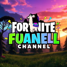 A vibrant and dynamic logo for a Fortnite channel, featuring bold, energetic typography with a playful font style