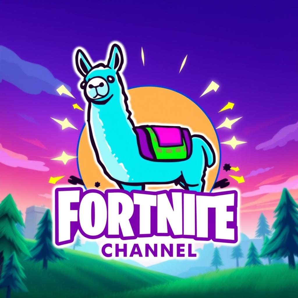 A vibrant and dynamic logo for a Fortnite channel, featuring bold, energetic typography with a playful font style