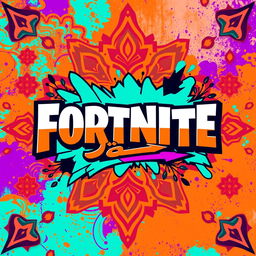 A vibrant and playful logo design combining elements of Fortnite and Iranian culture