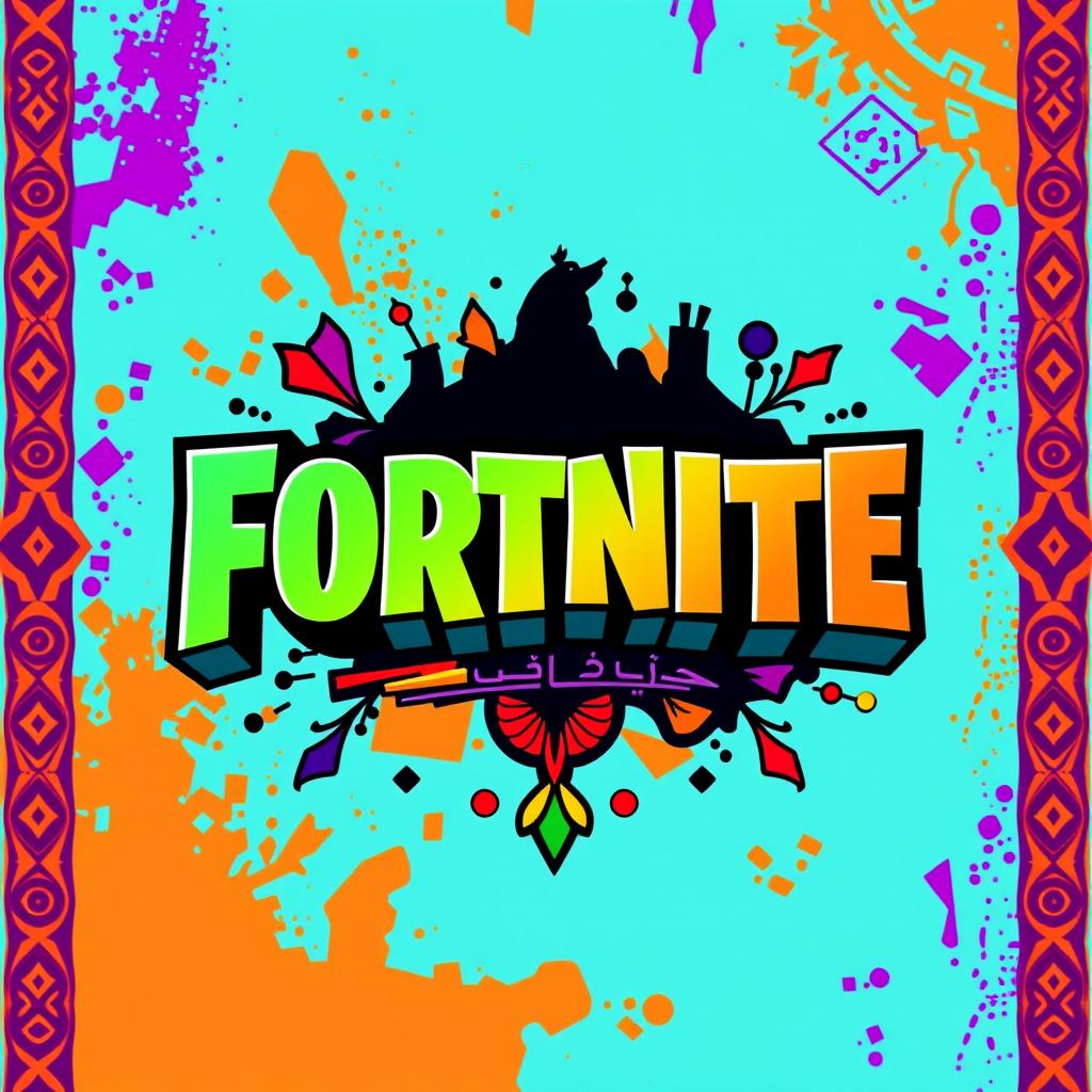 A vibrant and playful logo design combining elements of Fortnite and Iranian culture