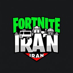 A unique and stylized logo for 'Fortnite Iran', incorporating elements that reflect both the popular game Fortnite and Iranian culture