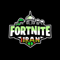 A unique and stylized logo for 'Fortnite Iran', incorporating elements that reflect both the popular game Fortnite and Iranian culture