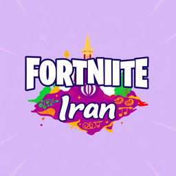 A vibrant and modern logo design for a fictional Fortnite-themed group called 'Fortnite Iran'