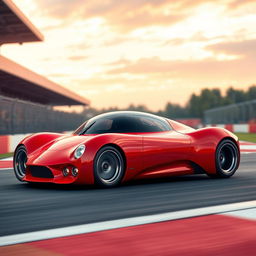 A visually stunning digital rendering of a racing red futuristic German racecar in a Targa configuration