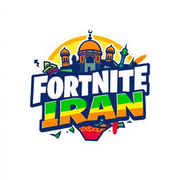 A vibrant and dynamic logo design for 'Fortnite Iran', featuring bold, colorful typography with a modern and playful aesthetic
