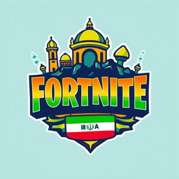 A vibrant and dynamic logo design for 'Fortnite Iran', featuring bold, colorful typography with a modern and playful aesthetic