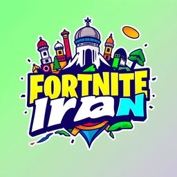 A vibrant and dynamic logo design for 'Fortnite Iran', featuring bold, colorful typography with a modern and playful aesthetic