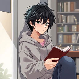A detailed character profile of an anime boy who embodies the traits of being low-key and introverted