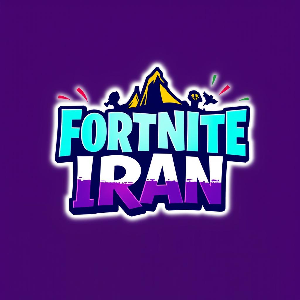 A modern and vibrant logo design inspired by Fortnite, with a distinctly Iranian flair