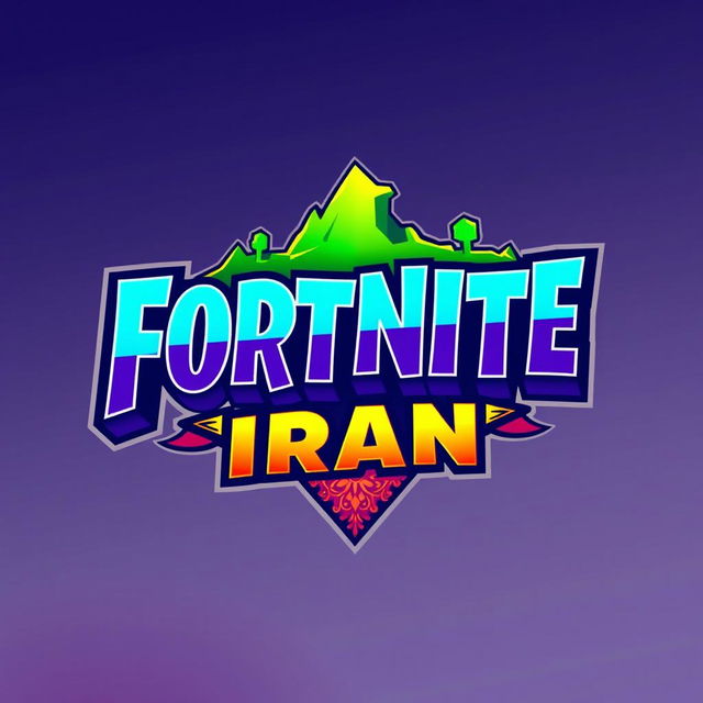 A modern and vibrant logo design inspired by Fortnite, with a distinctly Iranian flair