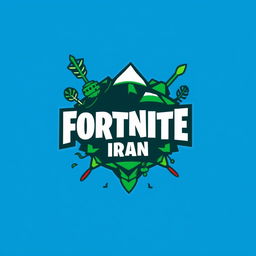 A vibrant and dynamic logo design for 'Fortnite Iran', featuring bold, stylized typography that incorporates both the iconic Fortnite aesthetic and elements of Iranian culture