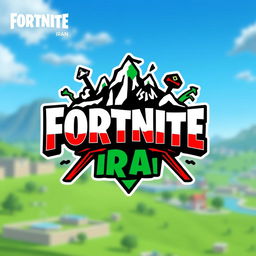 A vibrant and dynamic logo design for 'Fortnite Iran', featuring bold, stylized typography that incorporates both the iconic Fortnite aesthetic and elements of Iranian culture