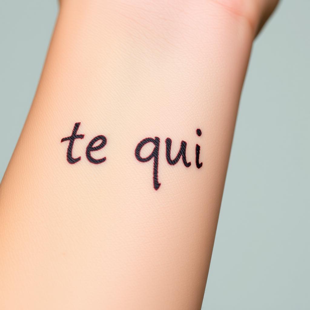 A close-up image of a human arm with the phrase 'te quiero' (I love you) written on it, but the text appears to be partially erased as if it has been rubbed off