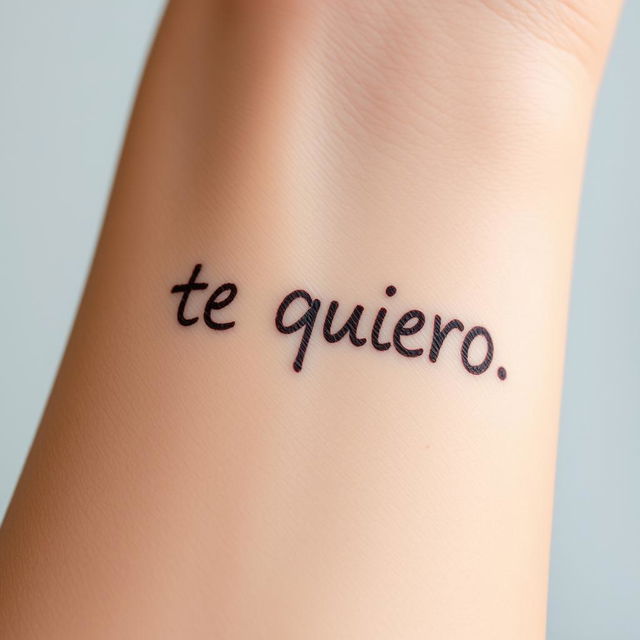 A close-up image of a human arm with the phrase 'te quiero' (I love you) written on it, but the text appears to be partially erased as if it has been rubbed off