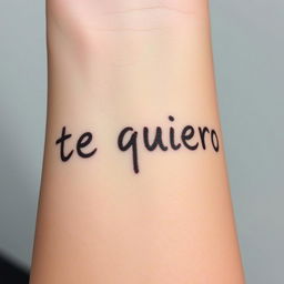 A close-up image of a human arm with the phrase 'te quiero' (I love you) written on it, but the text appears to be partially erased as if it has been rubbed off