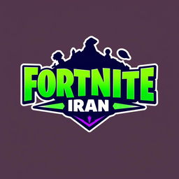 A creative and visually striking logo design for "Fortnite Iran" featuring a blend of the iconic Fortnite font with Persian elements