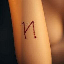A close-up of a human arm with a partially erased scribble, as if it has been rubbed out with something