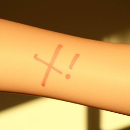 A close-up of a human arm with a partially erased scribble, as if it has been rubbed out with something
