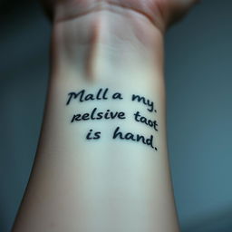 A close-up of an arm with visible skin texture, featuring faded writing that appears to be partially erased