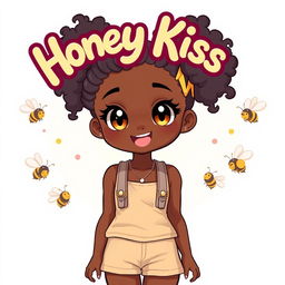 A full-body illustration of a cute black teenage girl in an adorable pose, showcasing her youthful charm and energy