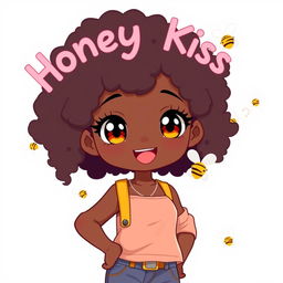 A full-body illustration of a cute black teenage girl in an adorable pose, showcasing her youthful charm and energy