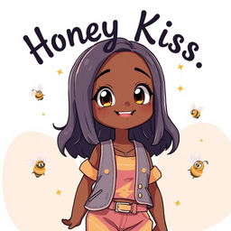 A full-body illustration of a cute black teenage girl in an adorable pose, showcasing her youthful charm and energy