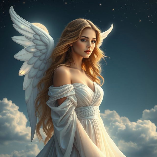 A stunning scene featuring an angel in disguise, beautifully blending elements of celestial and earthly aesthetics