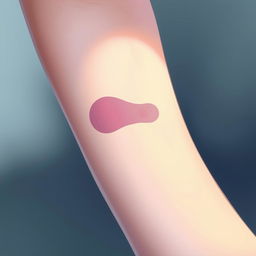 A close-up illustration of a subtle bruising on the forearm, depicting various shades of purple, blue, and green to represent the healing process