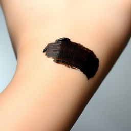 A close-up of a human arm featuring a black ink smudge that appears to have partially erased text, suggesting that something was once written there