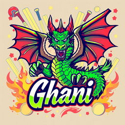 A vibrant and dynamic T-shirt design featuring a fierce dragon symbolizing strength and agility in cricket