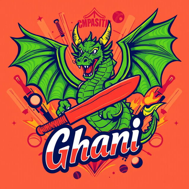 A vibrant and dynamic T-shirt design featuring a fierce dragon symbolizing strength and agility in cricket