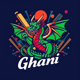 A vibrant and dynamic T-shirt design featuring a fierce dragon symbolizing strength and agility in cricket