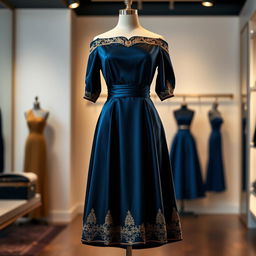 A stunning designer dress for women, featuring an elegant silhouette with a fitted bodice and a flowing A-line skirt