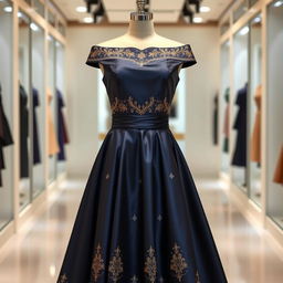 A stunning designer dress for women, featuring an elegant silhouette with a fitted bodice and a flowing A-line skirt
