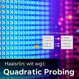 An engaging and visually appealing cover photo for a presentation on 'Hashing with Quadratic Probing'