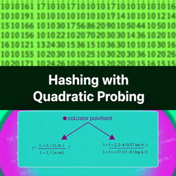 An engaging and visually appealing cover photo for a presentation on 'Hashing with Quadratic Probing'