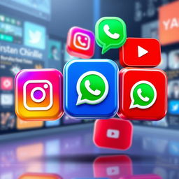 A creative digital illustration depicting various social media icons in unique capsule formats representing their respective platforms
