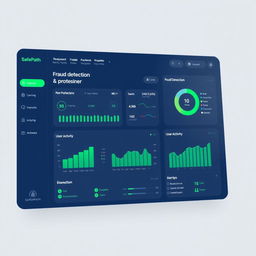 A sleek, modern, and advanced Graphical User Interface (GUI) for a fraud detection and prevention software called 'SafePath'