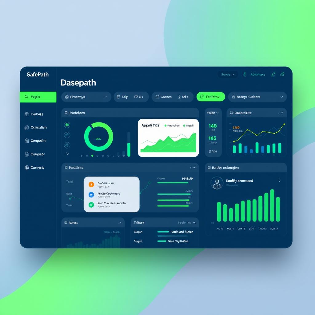 A sleek, modern, and advanced Graphical User Interface (GUI) for a fraud detection and prevention software called 'SafePath'