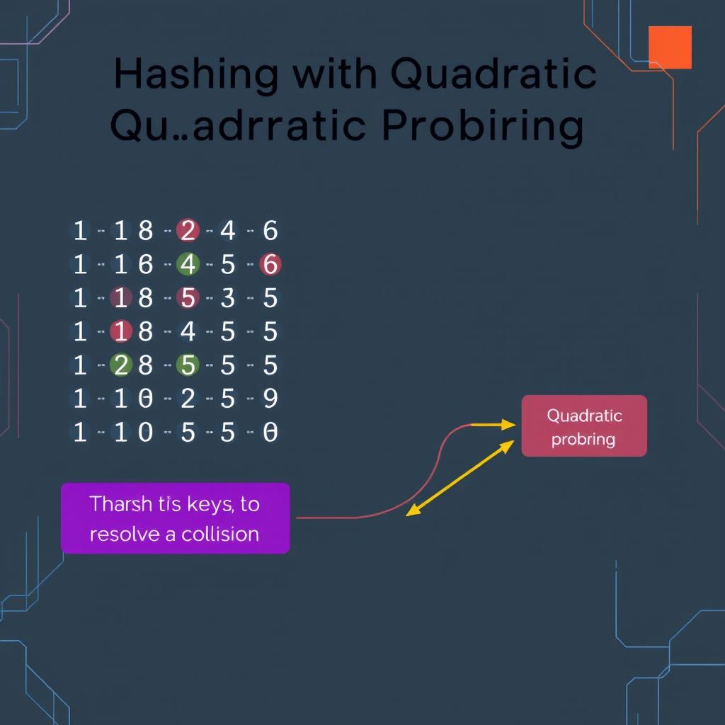 A captivating and informative cover photo for a Microsoft PowerPoint presentation on 'Hashing with Quadratic Probing'
