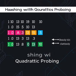 A captivating and informative cover photo for a Microsoft PowerPoint presentation on 'Hashing with Quadratic Probing'