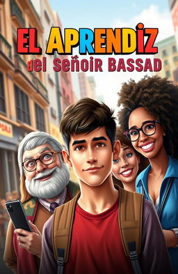 A vibrant and engaging book cover for the documentary 'El Aprendiz del Señor Luis Bassad'