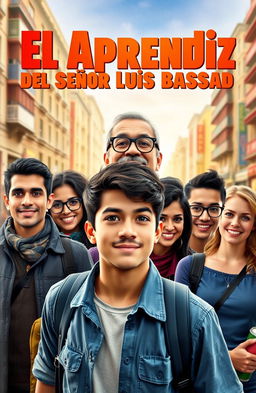 A vibrant and engaging book cover for the documentary 'El Aprendiz del Señor Luis Bassad'